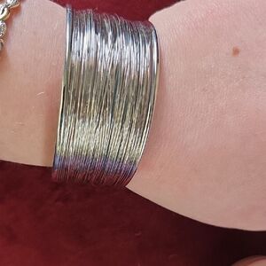 Vintage Silver Tone Wire Open Bangle Bracelet💫